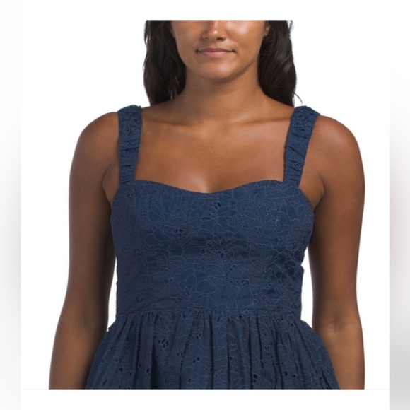 NWT French Connection Embroidered Strappy Midi Dress in Midnight Blue - Picture 3 of 17
